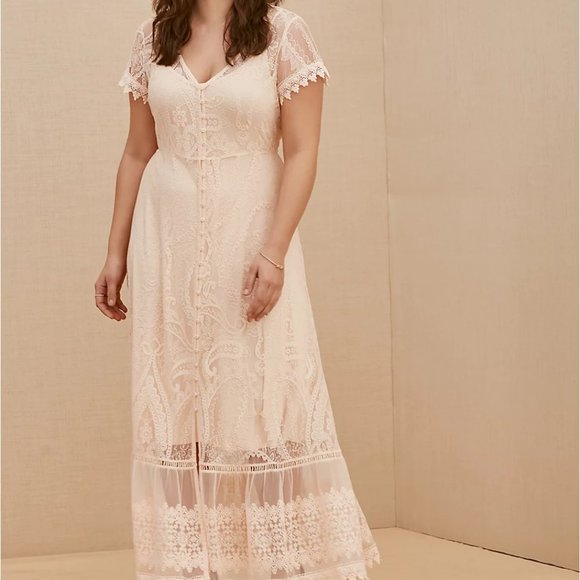 torrid Dresses & Skirts - Torrid 4X Dress Sheer Lace Maxi Boho Beach Wedding